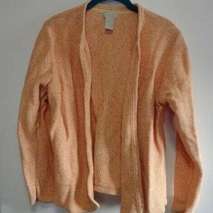 LL Bean 100% Cotton Cardigan Yellow Orange SHRUNKEN Button Up Sweater See Descri